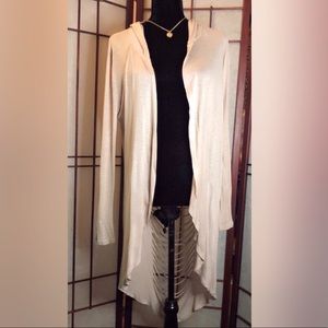 hooded duster. Distressed back, long sleeves. Size M